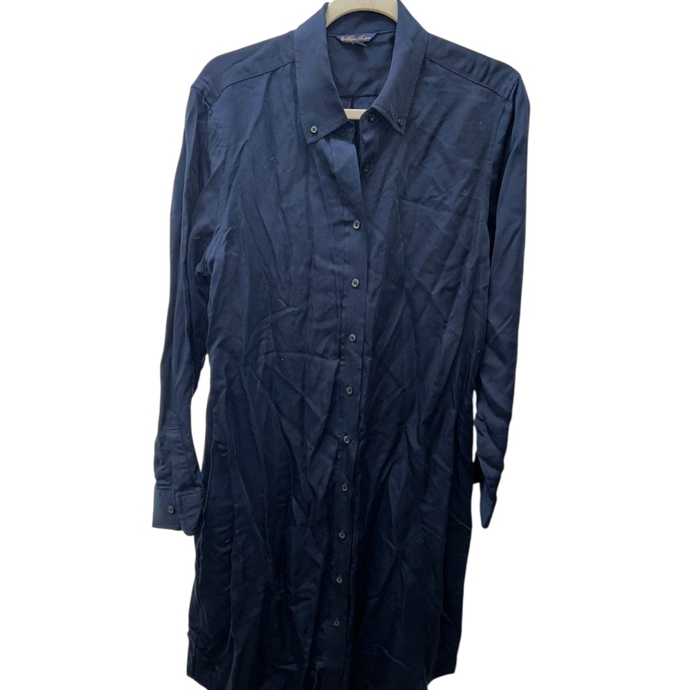 Brooks Brothers AS NEW navy blue classic button down long sleeve shirt dress 14